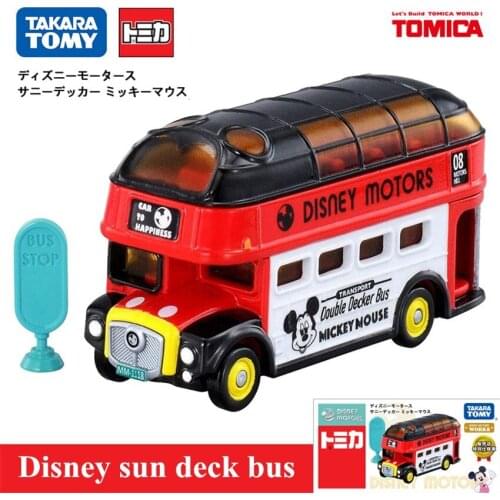 Original Tomy Mini Disney Sun Deck Bus Car Collectibles Vehicle Diecast Birthday Toys for Children Baby 139805