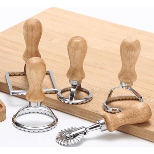 Biscuit Cutter Stainless Steel Ravioli Cutter Wooden Handle Lace Cookie Mold Pastry Dumpling Skin Making Tool Kitchen Gadgets