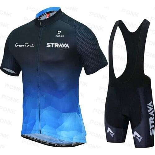 Pro team 2021 STRAVA Short sleeve Cycling Jersey Sets MTB Bicycle Clothing Maillot Ropa Ciclismo Outdoor Sportswear Quick dry