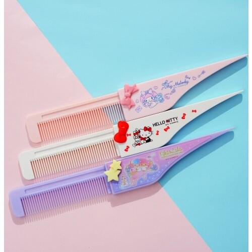 Hello Kitty lady cartoon telescopic comb fine-tooth portable kid children female distribution line bangs pointed tail comb