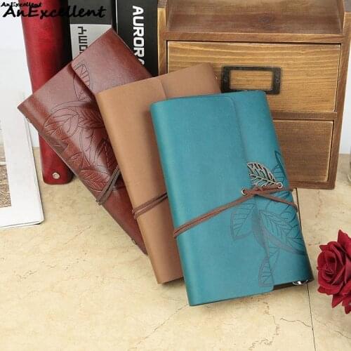 Retro Notebook Diary Notepad Vintage Leaf Pu Leather Note Book Traveler Journal Planner For Friend Family Gifts School Supplies