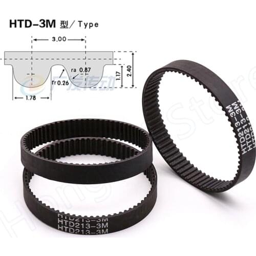 Pitch 3mm Rubber Timing Belt Width 15mm Perimeter 204 207 210 213 216 219 222 225 228 231 240 252 276 312 345 375 531mm HTD 3M