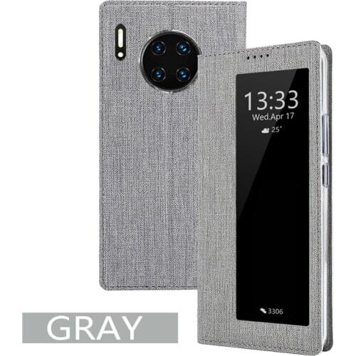 Luxury Fabric Cloth Texture PU Leather Magnetic Case For Huawei Mate 30 Pro Mate 30 Stand View Window Flip Cover Casing