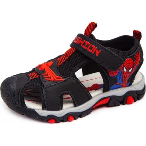 Summer Kid Shoes Brand Closed Toe Baby Boy Cartoon Spiderman Sandals Orthopedic Sport Pu Leather Girls Soft Toddler Beach Sandal