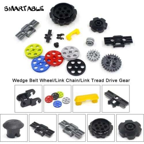 Smartable MOC Technical Wedge Belt Wheel/Link Chain/Link Tread Drive Gear Parts Building Block Toys Compatible All Brands 14149