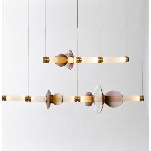 Post Modern LED Chandelier Lighting For Dinning Room Luxury Designer Chandelier For Bar Colorful Glass Hanging Lights Indoor