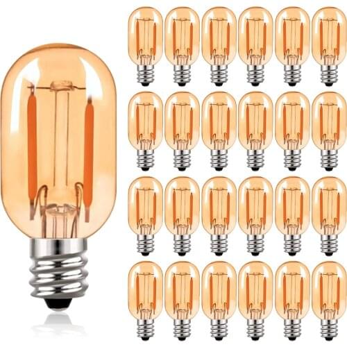 T22 LED Light Bulb Amber Glass Vintage Refrigerator Edison Tube Bulbs E14 1W 220V Gold 10 Watt Equivalent 2200K Ultra Warm Lamp