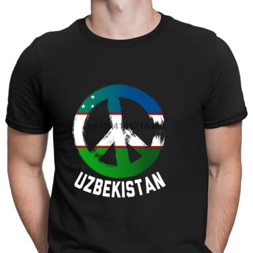Uzbekistan Peace Sign Tee Shirt T Shirt Fun Personality Letter Summer Mens T-Shirt Authentic Clothes Euro Size Anti-Wrinkle