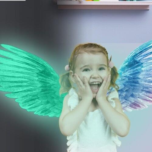 Waterproof Glow In Dark Wall Vinyl 3D Stickers Kids DIY Emulation Wing birthday gift for Room Decoration Accessories