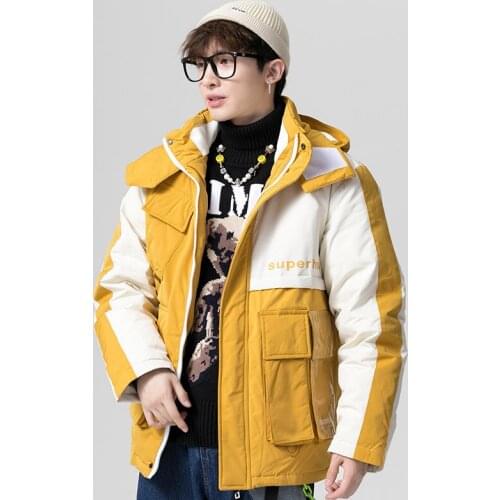 High quality mens winter cotton padded jacket leisure loose fit Korean down jackets man outwear