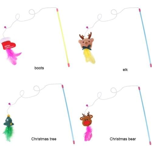 Funny Cat Sticks with Bells Cat Feather Home Cat Toys Pet Supplies New Christmas Colorful Cat Sticks New Year Gift Dropshipping