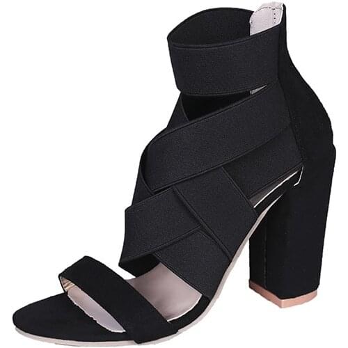 2021 New Style Fashion Ladies Summer Sexy High Heel Party Shoes Ladies Open Toe Thick With Womens High Heels Sandal 34-43