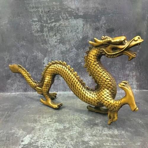 12.9" OR 32cm Folk China Bronze Copper Animals Dragon Bronze Statue exquisite Chinese dragon Garden real Brass Bronze