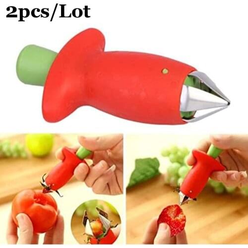 2pcs Strawberry Huller Strawberry Top Leaf Remover Fruit Tomato Stalks Spillter Fruit Stem Remover Fruit Tools Kitchen Gadgets