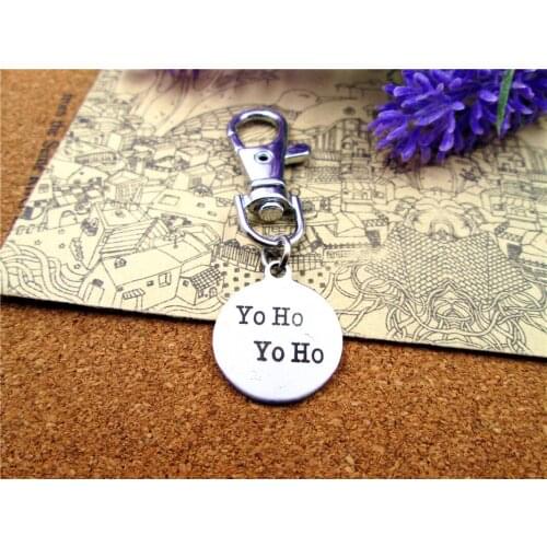 3pcs/lot high quality keychain with 20mm stainless steel circle round "YO HO YO HO" charms keychain