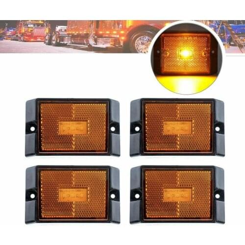 Fuleem 4PCS Amber 4 LED Side Marker Lights Camper Trailer RV Boat Light Clearance Lamp 12V Waterproof