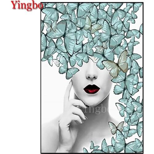 5D DIY Rhinestones Diamond Paintings Full Round Drills Sexy Girl Butterfly Paint By Numbers Cross-stitch Kits Embroidery Mosaic