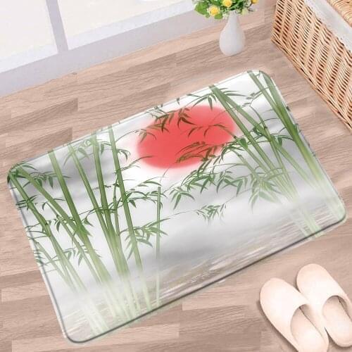Bamboo Scenery Doormat Chinese Style Bathroom Mat Ink Painting Flowers Plants Bird Mountain Non-slip Rug Kitchen Doorway Carpets