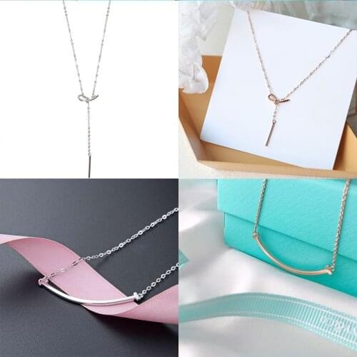 925 Sterling Silver Pin Short rod exquisite bead necklace pendant, elegant and noble, Christmas gift