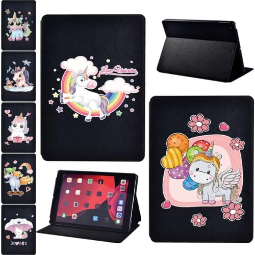 For Apple IPad Mini 1 2 3 4 5 /iPad 2 3 4 5 6/iPad Air1/ 2 /3/iPad Pro 9.7/10.5/11 Unicorn Print Pattern Tablet Folio Stand Case