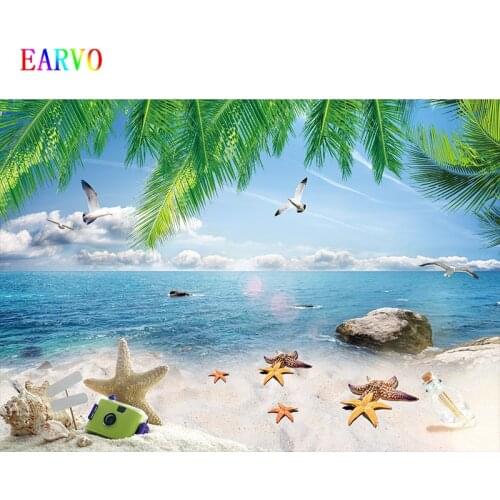 Beach Sand Starfish Shell Conch Photography Backgrounds Vinyl/polyester Children Baby Birthday background Photo Studio wall