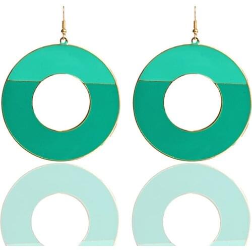 ISINYEE Bohemian Exaggerated Two-tone Metal Drop Earrings For Women Fashion Enamel Round Circle Dangle Statement Jewelry 2018