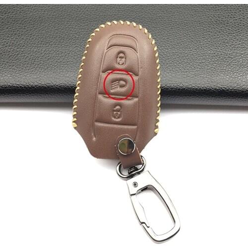 Leather Case Cover Car Key Cover Case Fob Shell holder for Peugeot 308 408 508 2008 3008 4008 5008 Intelligent 3 buttons remote