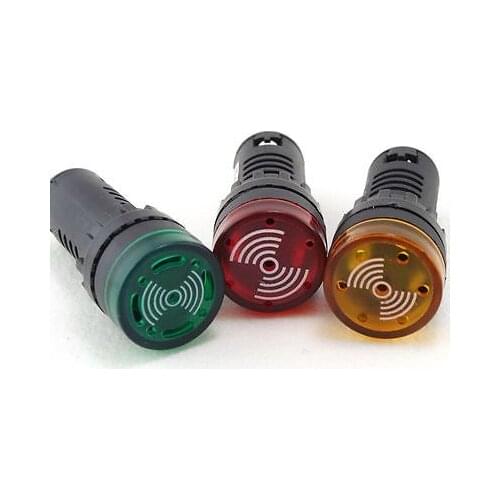 3PCS 12VDC 24VDC 36VDC 220VAC 22mm Diameter Red LED Indicator Light with Buzzer
