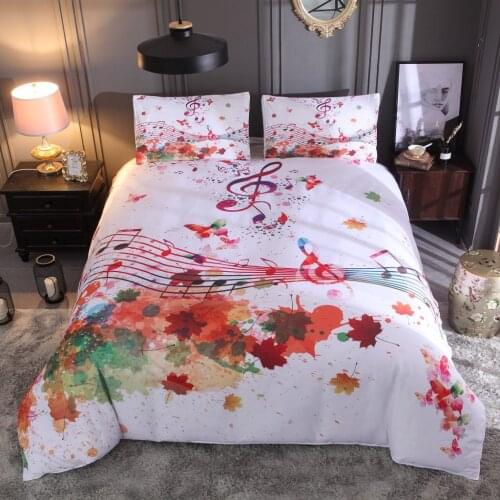 Spinning Watercolor Ink Cool Music Notes Planet Kit Printed Duvet Cover Full Size Bed Set