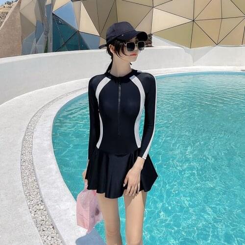 Summer Swimsuit Long-sleeved Sunscreen Slimming Sexy Swimsuit Adult One-piece Student Bathing Suit One Piece Swimsuit Women
