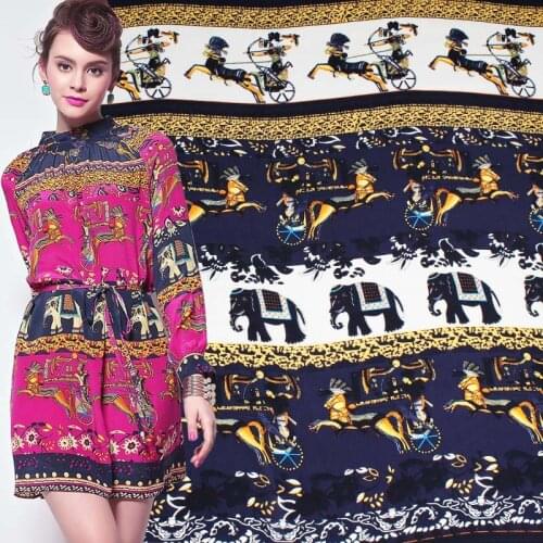 PearlSilk Store Elephant Positioning 100% Silk Crepe de Chine 3 Colors Print Summer Dress Fabric Fabric Free shipping