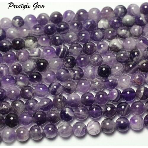 Meihang (2 strand/set) 8mm genuine Dogteeth amethyst quartz crystal smooth round beads for jewelry diy design