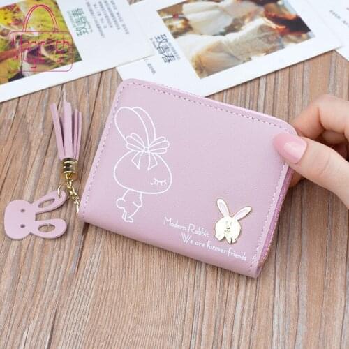 Magic Fish 2019 Fashion Women Wallet Small Wallets Zipper Tassel Cute Rabbit PU Leather Wallet Korean Coins Card Purse Carteira