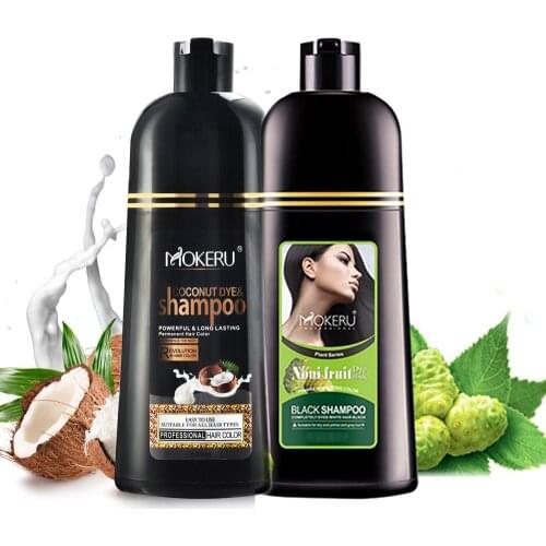 Mokeru 500ml 2pcs/Lot Noni Plant Extract Natural Fast Black Hair Dye Shampoo for Women Smoothing Cover White Grey Hair Shampoo