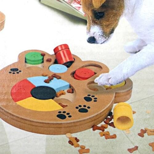 Natural Food Treated Wooden Paw Shape Pet Dog Cat IQ Training Toys Educational Feeding Game Paw Puzzl Plate Juguetes Para Perros
