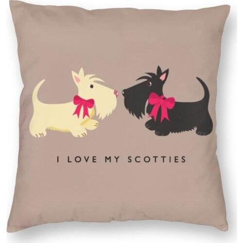 Vibrant I Love My Scotties Square Throw Pillow Cover Home Decor Double Side Printing Scottish Terrier Dog Cushion Cover for Sofa