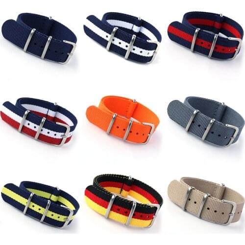 Nylon NATO Watchband Heavy Duty Nylon Canvas Strap 18mm 20mm 22mm Striped Fashion Replacement Watch Band Top Quality