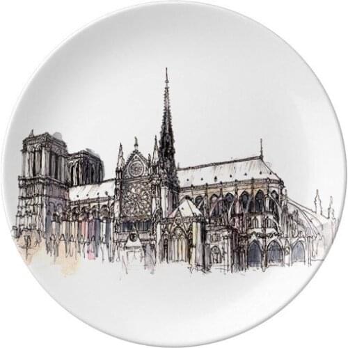 Notre-Dame de in Paris France Dessert Plate Decorative Porcelain 8 inch Dinner Home