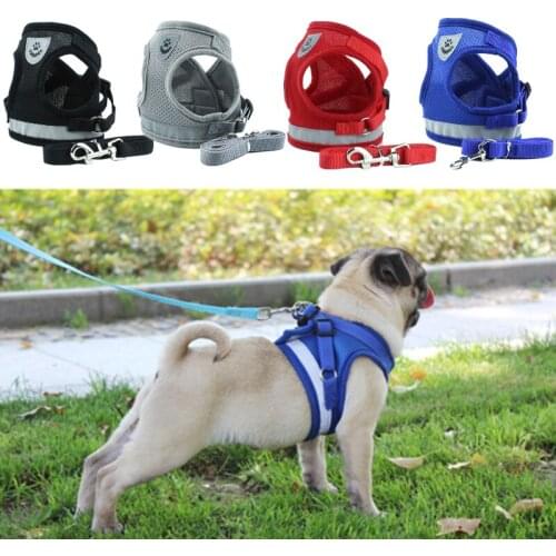 New Cat Dog Adjustable Harness Vest Walking Lead Leash for Puppy Dogs Collar Polyester Mesh Harness for Small Medium Dog Cat Pet