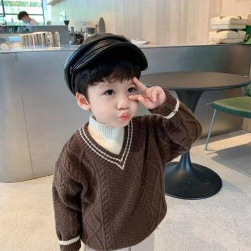 Charming Knitting Spring Autumn Winter Sweater Baby Boys Kids Childrens Warm Plus Velvet Thicken Top High Quality