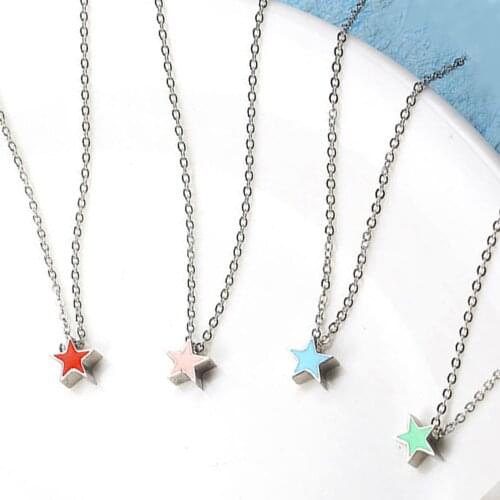 SHE WEIER stainless steel star necklaces&pendants for women female chain jewelry accessories best friends neckless star