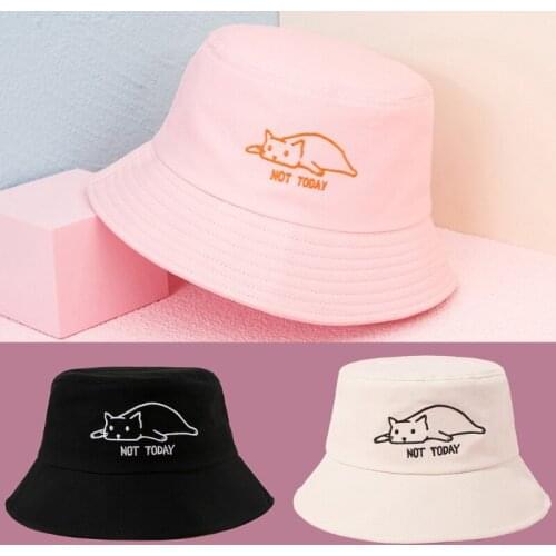 Bucket Hats Outdoors Fisherman Sun Hat Trendy Funny for Men Women with Cat Pattern in Hot Summer UV Isolation