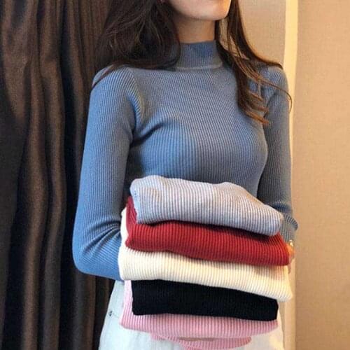 NiceMix Casual Knitted Turtleneck Women 2020 Autumn Winter Korean Black Blue Sweater Female Tricot Jumper And Pullover