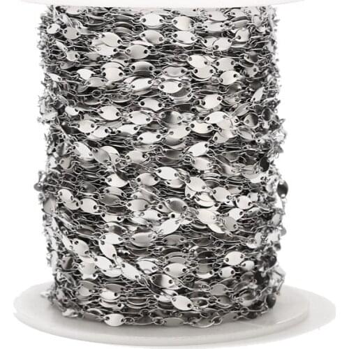 1Meter Stainless Steel Gold Plated 4mm Width Chains Oval Soldered Handmade Link Chain for DIY Jewelry Necklace Making Findings