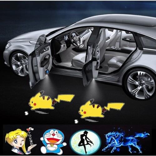 Cartoon Anime LED Car Projection Light Novelty Dynamic Movie Gif Light Atmosphere Animated Night Projector Car Door Warning Lamp