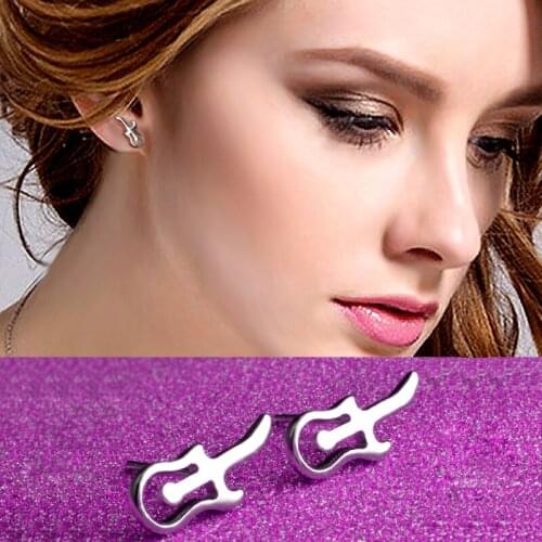 Hot Sale Asymmetric Earing Fashion Guitar Cute Bass Ear Stud Earrings For Women Bijoux Jewelry Brincos Mujer Gifts