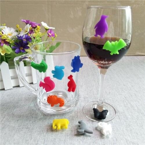 3*2.2*1 cm Silicone Animal Cup Wine Glass Charms Party New Year Christmas Gift Label Wine Glasses Marker Recognizer