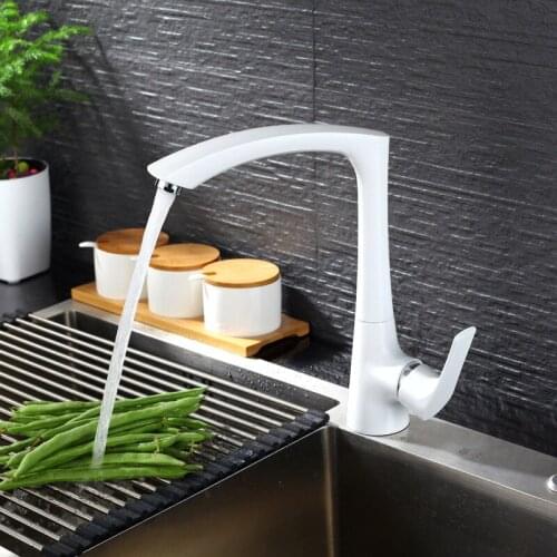 Kitchen Sink Faucets Brass Pull Out Kitchen Sink Mixer Tap Single Handle Hot and Cold Kitchen Crane Deck Mounted White Faucets