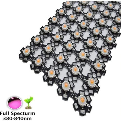 3W 45mil 380nm-840nm 3.2-3.6v 700mA Full Spectrum LED Grow Light Diodes For Plant Grow with 20mm Black PCB star 100pcs/lot