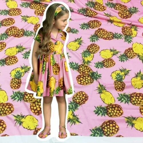 Pineapple printed polyester fabric cloth 145 cm width fashion womens shirt childrens clothing handmade DIY fabric for dress